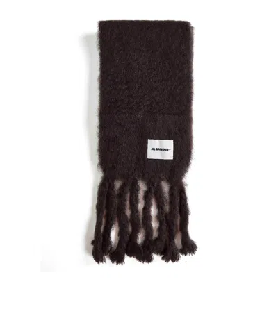 Jil Sander Fringed Scarf In Black