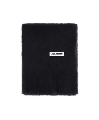 Jil Sander Wool Scarf With Logo In Black