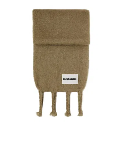 Jil Sander Fringed Scarf In Brown