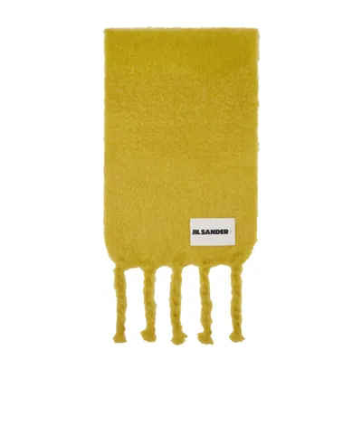 Jil Sander Yellow Plain Scarf In 815 Mustard