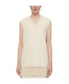 Jil Sander Fringed V-neck Top In Nude
