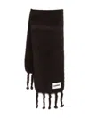 Jil Sander Fringed Wool Scarf In Brown