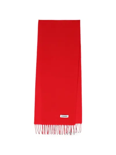 Jil Sander Fringed-edge Scarf In Red