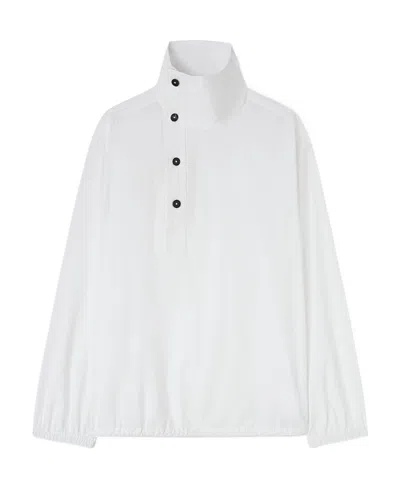 Jil Sander Funnel-neck Asymmetric Blouse In White