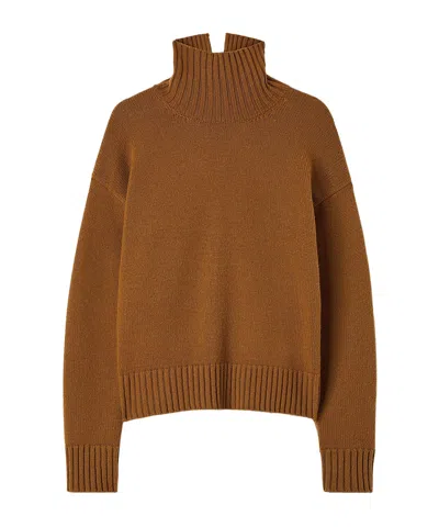 Jil Sander Funnel-neck Cashmere Blend Jumper In Brown