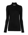 Jil Sander Funnel-neck Long-sleeve Top In Black