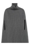 Jil Sander Funnel Neck Wool Rib Cape In Gray