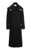 Jil Sander Fur-collared Wool Coat In Black