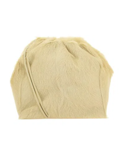 Jil Sander Fur Drawstring-fastening Shoulder Bag In Nude
