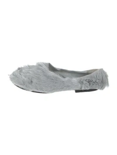 Pre-owned Jil Sander Fur Flats In Grey