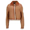 Jil Sander Fur Trim Jacket In Brown Leather In Brown