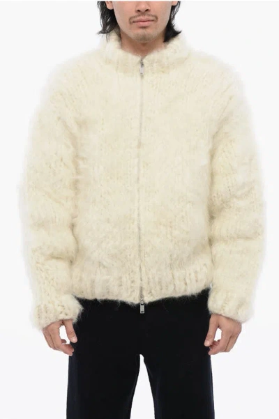 Jil Sander Fuzzy Wool Super Chunky Bomber In White