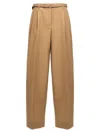 Jil Sander Gabardine Belt Pants In Brown