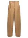 Jil Sander Gabardine Belt Pants In Beige
