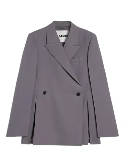 Jil Sander Gabardine Blazer In Gray