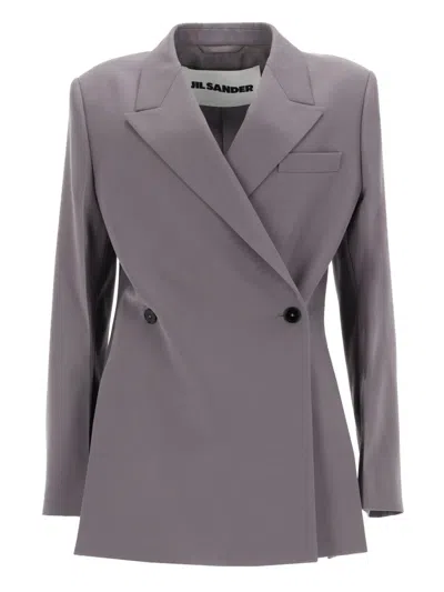 Jil Sander Gabardine Blazer In Grey