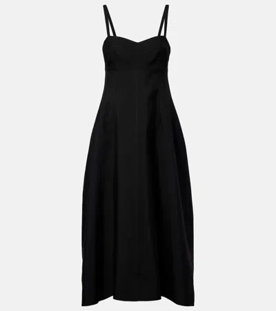 Jil Sander Gabardine Midi Dress In Black