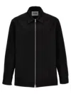 Jil Sander Minimalist Zippered Wool Overshirt In Black