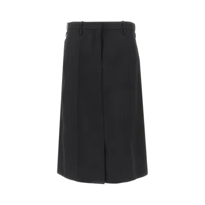 Jil Sander Gabardine Skirt With Raw Finishes In Black