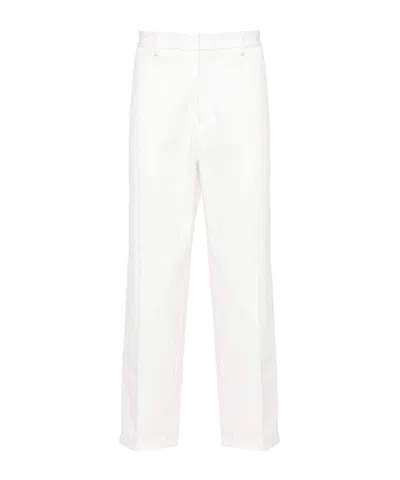 Jil Sander Gabardine Tapered Trousers In White