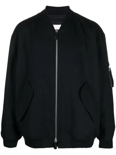 Jil Sander Gabardine-weave Bomber Jacket In 黑色