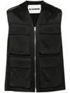 Jil Sander '14' High Collar Sleeveless Vest With Multiple Pockets In Black