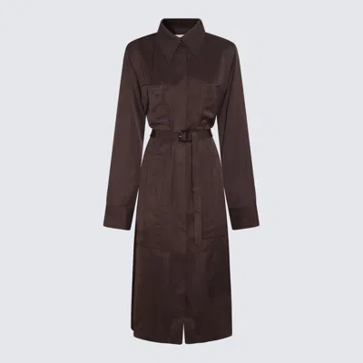 Jil Sander Single-breasted Belted-waist Coat In Brown