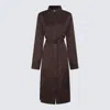 Jil Sander Single-breasted Belted-waist Coat In Brown