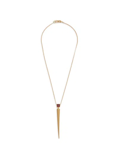 Jil Sander Garnet Pointed-pendant Necklace In Gold