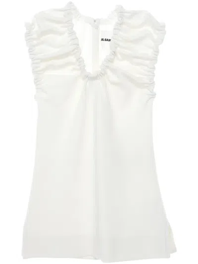 Jil Sander Gathered Blouse In 白色