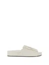 Jil Sander Gathered Calfskin Sandals With Design In White