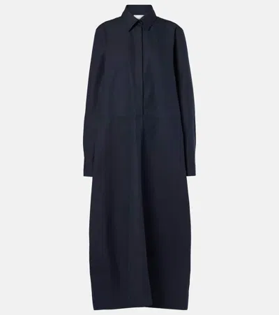 Jil Sander Hemdblusenkleid Aus Baumwollpopeline In Blau