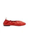 Jil Sander Gathered-detail Leather Ballerina Shoes In Red