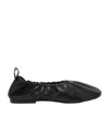 Jil Sander Gathered-detail Leather Ballerina Shoes In Black