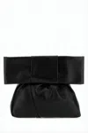 Jil Sander Gathered Lambskin Leather Clutch With Structured Top Flap In White