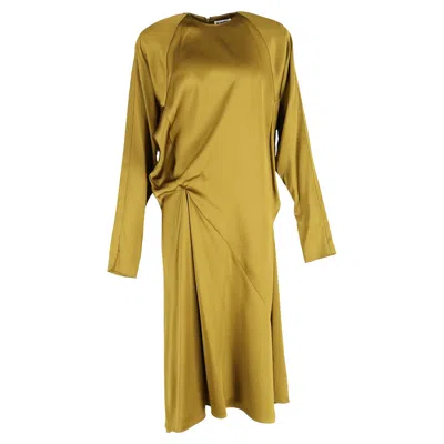Jil Sander Gathered Midi Dress In Green Silk