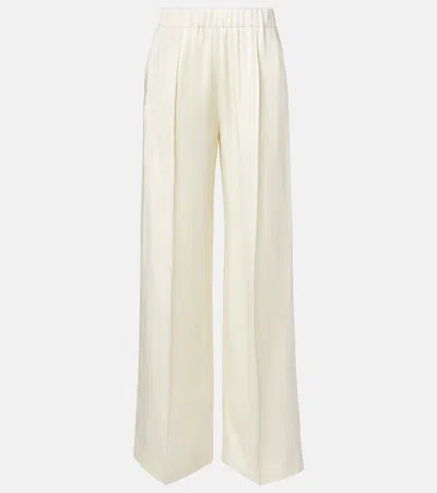 Jil Sander Gathered Satin Wide-leg Pants In White