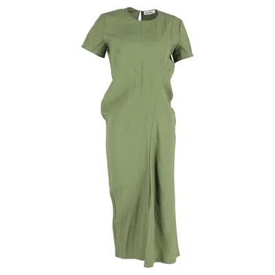 Jil Sander Gathered Shift Dress In Green Polyester