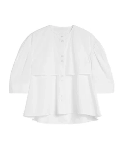 Jil Sander Gathered Short-sleeves Poplin Shirt In White