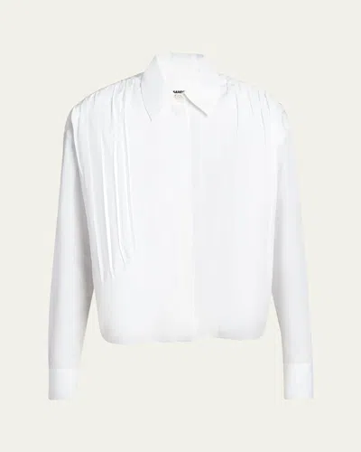 Jil Sander Gathered Shoulder Cotton Poplin Button-down Shirt In White
