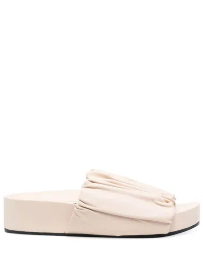 Jil Sander Gathered Texture Open Sandals With Platform Sole In Pink