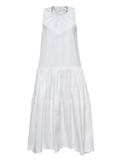Jil Sander Gathered Tiered Dress In White