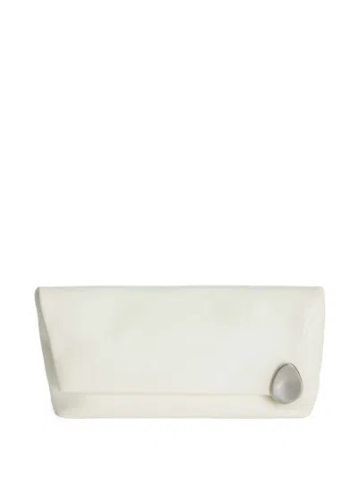 Jil Sander Gemstone-embellished Zipped Clutch Bag In White