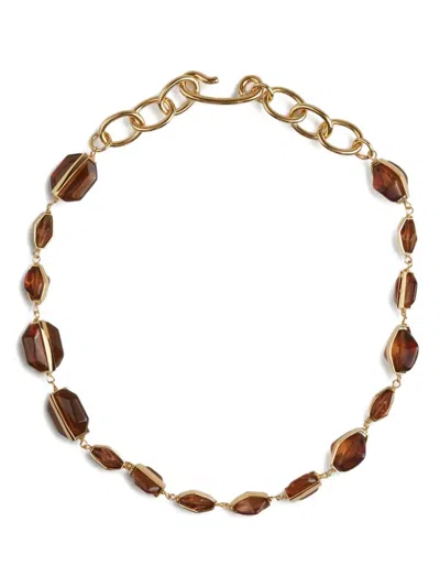 Jil Sander Geometric-beads Necklace In Brown