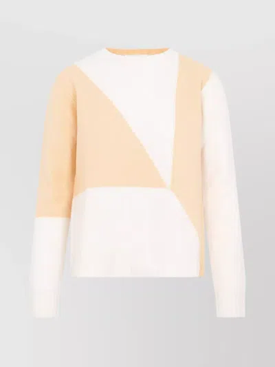 JIL SANDER RIBBED GEOMETRIC INTARSIA WOOL SWEATER