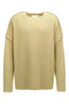 Jil Sander Geometric Neckline Sweater With Dropped Shoulders In Neutral