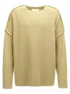 Jil Sander Geometric Neckline Sweater With Dropped Shoulders In Neutral