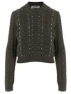 Jil Sander Geometric Pattern Sequin Embellished Wool Sweater In Green