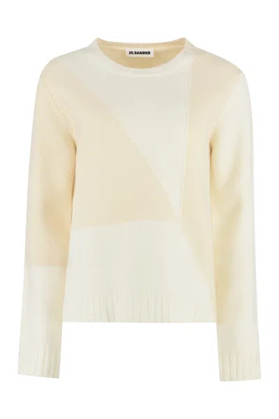 Jil Sander Geometric-knit Wool Sweater In Neutral