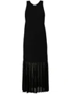 Jil Sander Plissé-detailed Knitted Maxi Dress In Black